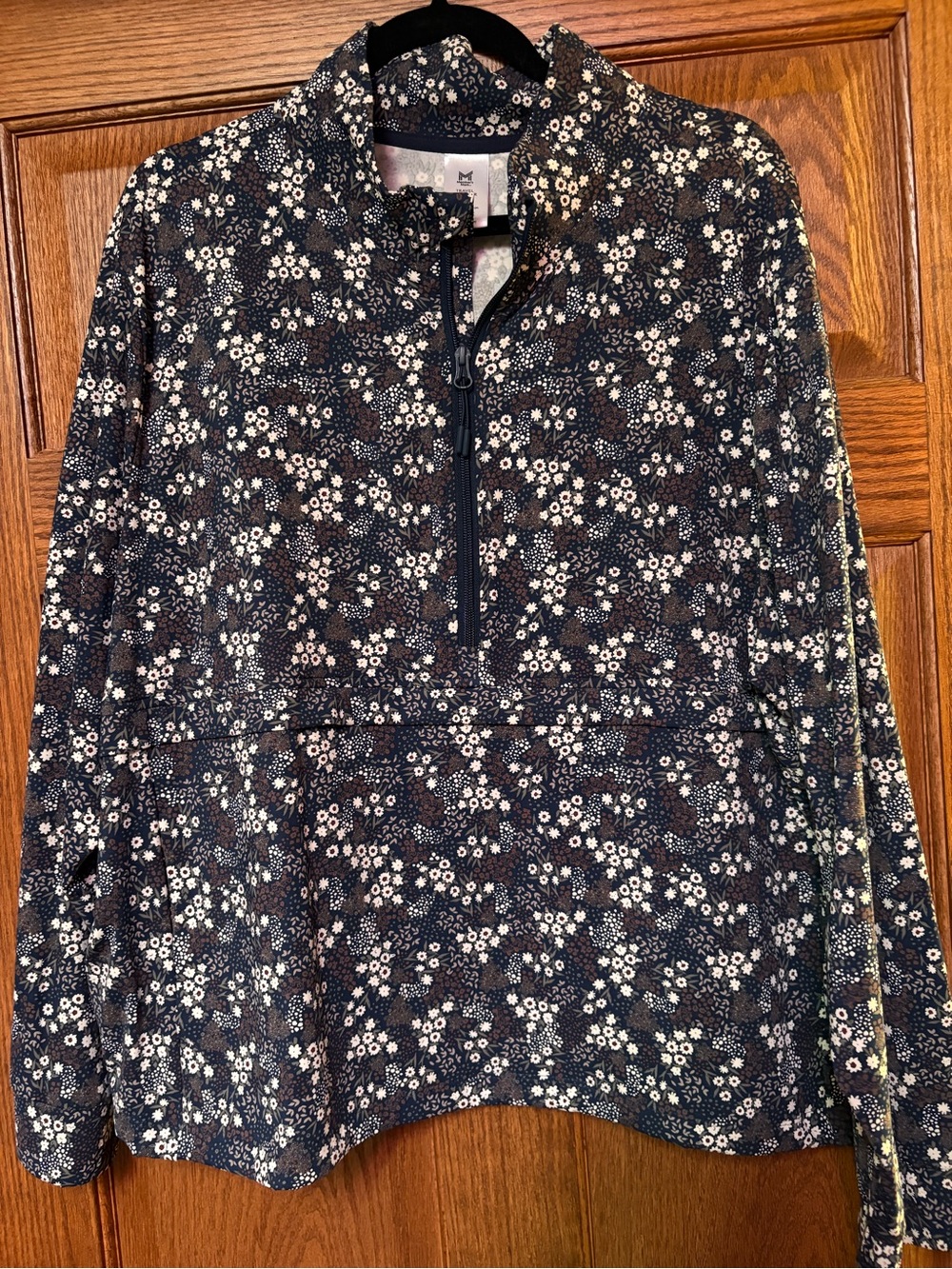 Floral Half-Zip Pullover - Navy with White Daisies Size XXL